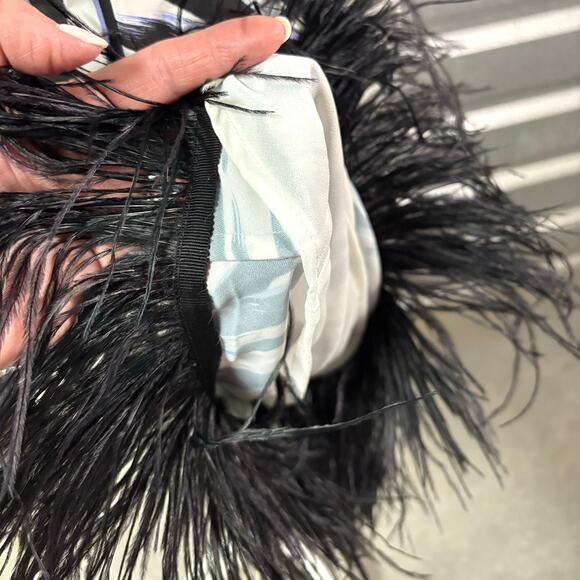 Le Superbe Zebra Stripe Slip Dress, Ostrich Feathers, Women's Size S - Picture 6 of 9